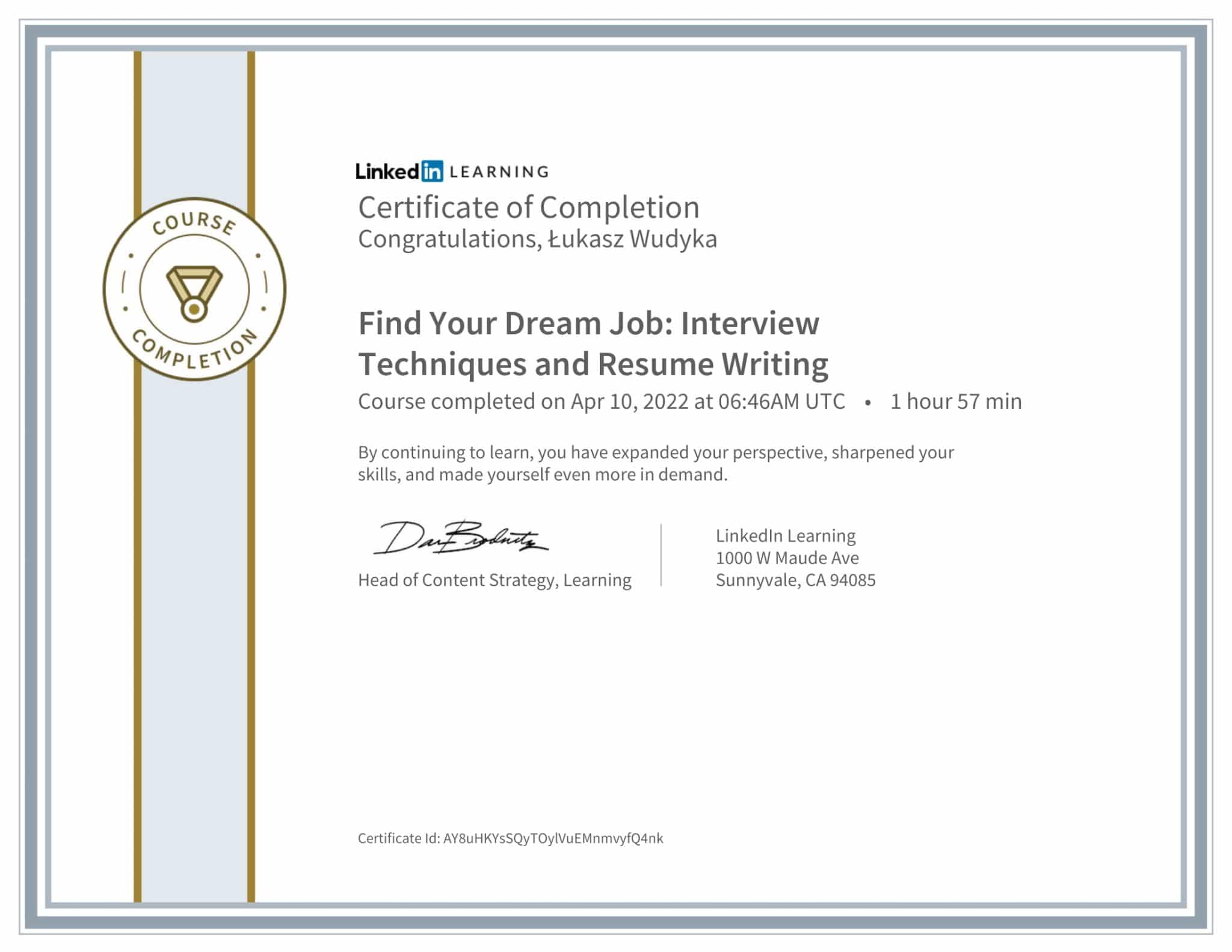 CertificateOfCompletion_Find Your Dream Job Interview Techniques and Resume Writing-1