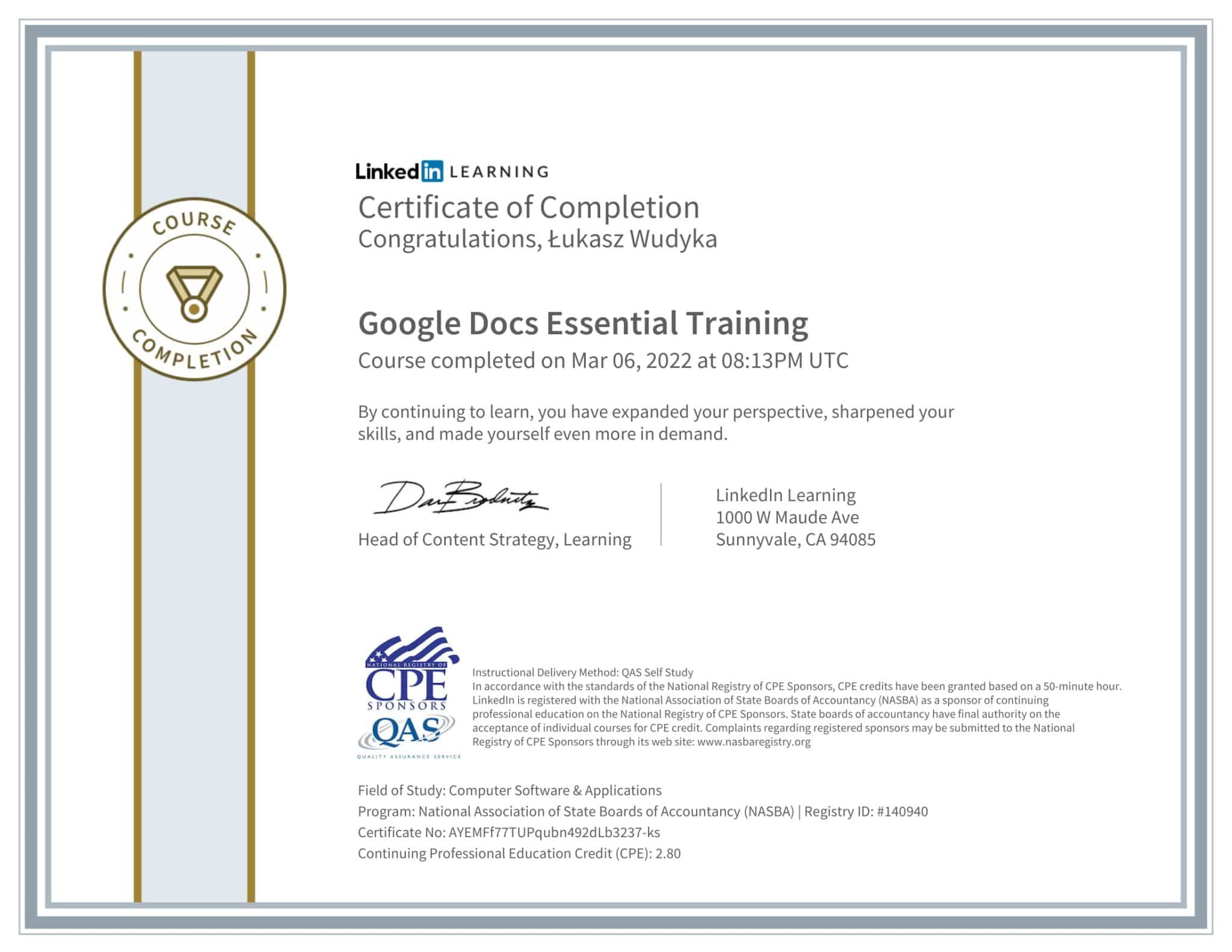 CertificateOfCompletion_Google Docs Essential Training-1