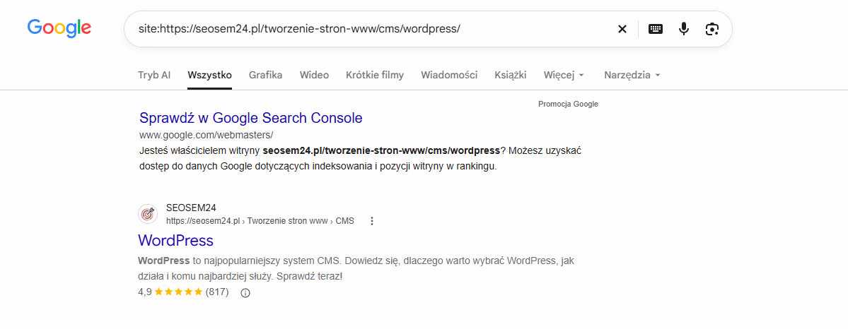 Jak sprawdzić, czy strona jest zaindeksowana w Google? 1