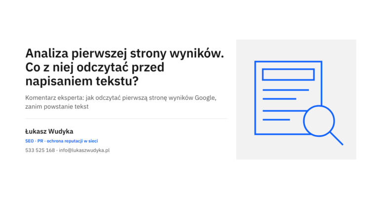 Analiza pierwszej strony wyników Google przed napisaniem tekstu na stronę firmową