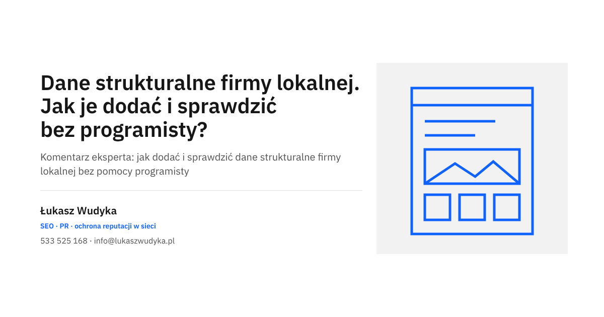 Grafika do wpisu o danych strukturalnych firmy lokalnej: dodawanie kodu JSON-LD i jego sprawdzanie