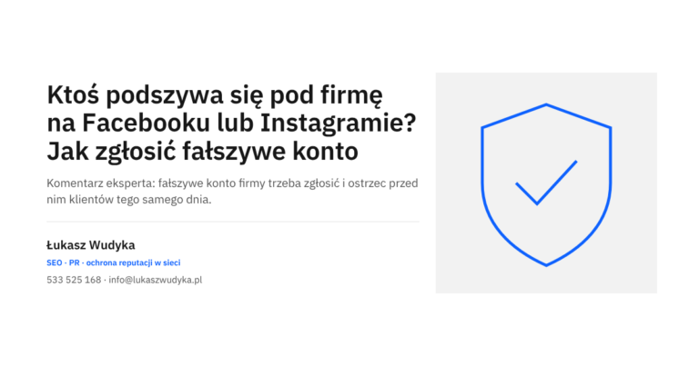 Zgłaszanie konta podszywającego się pod firmę na Facebooku i Instagramie - instrukcja