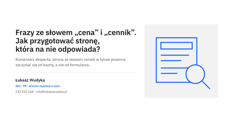 Frazy ze słowem cena i cennik - jak przygotować stronę, która odpowiada na pytanie o koszt usługi