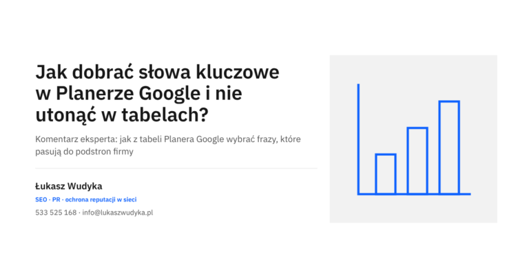Dobór słów kluczowych w Planerze Google: od tabeli z frazami do planu fraz dla podstron serwisu