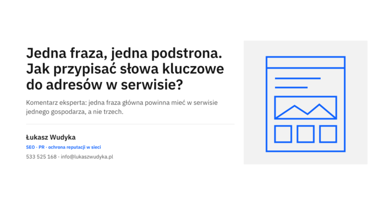 Przypisanie słów kluczowych do adresów w serwisie według zasady jedna fraza, jedna podstrona - temat wpisu