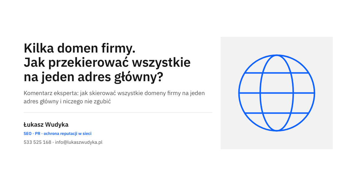 Kilka domen firmy przekierowanych na jeden adres główny strony internetowej