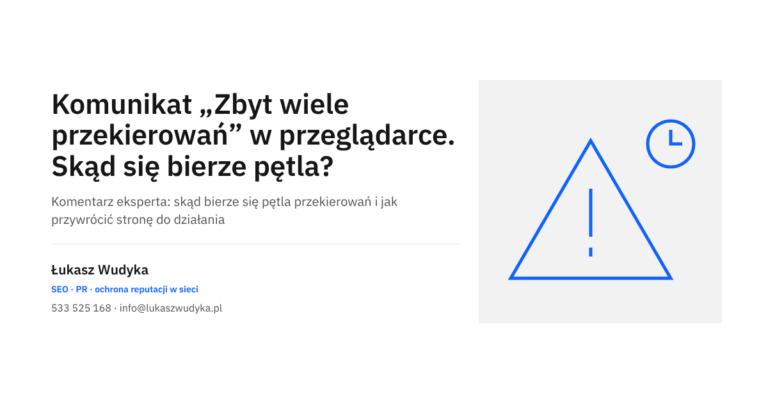 Grafika do wpisu o komunikacie „Zbyt wiele przekierowań” i usuwaniu pętli przekierowań na stronie