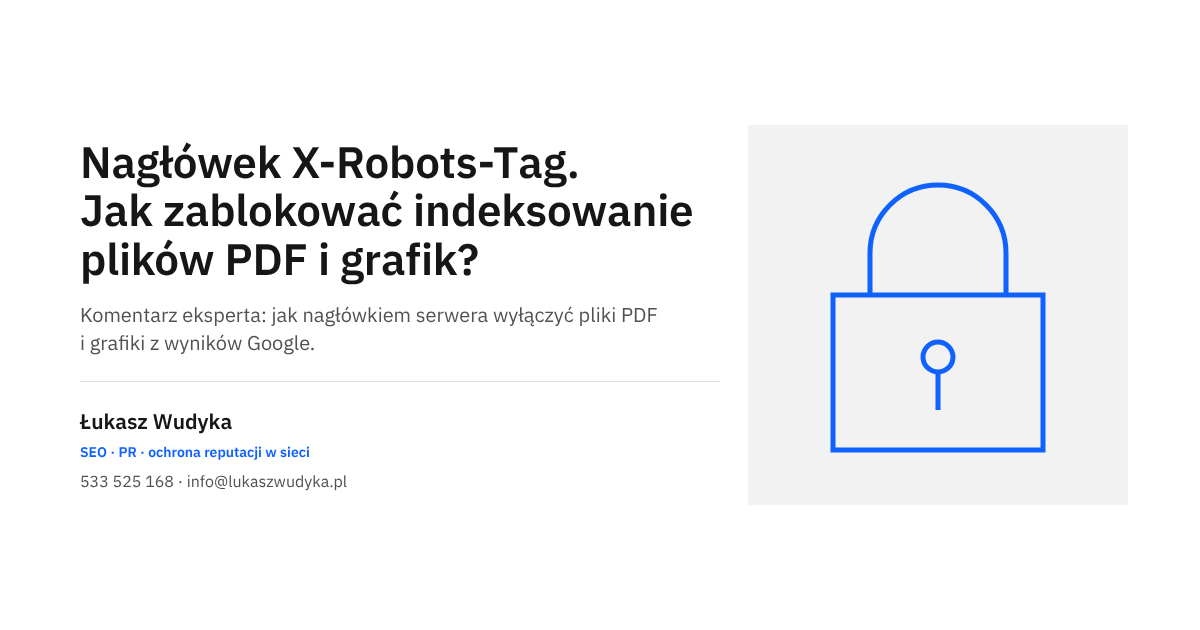 Nagłówek X-Robots-Tag i blokowanie indeksowania plików PDF oraz grafik w Google