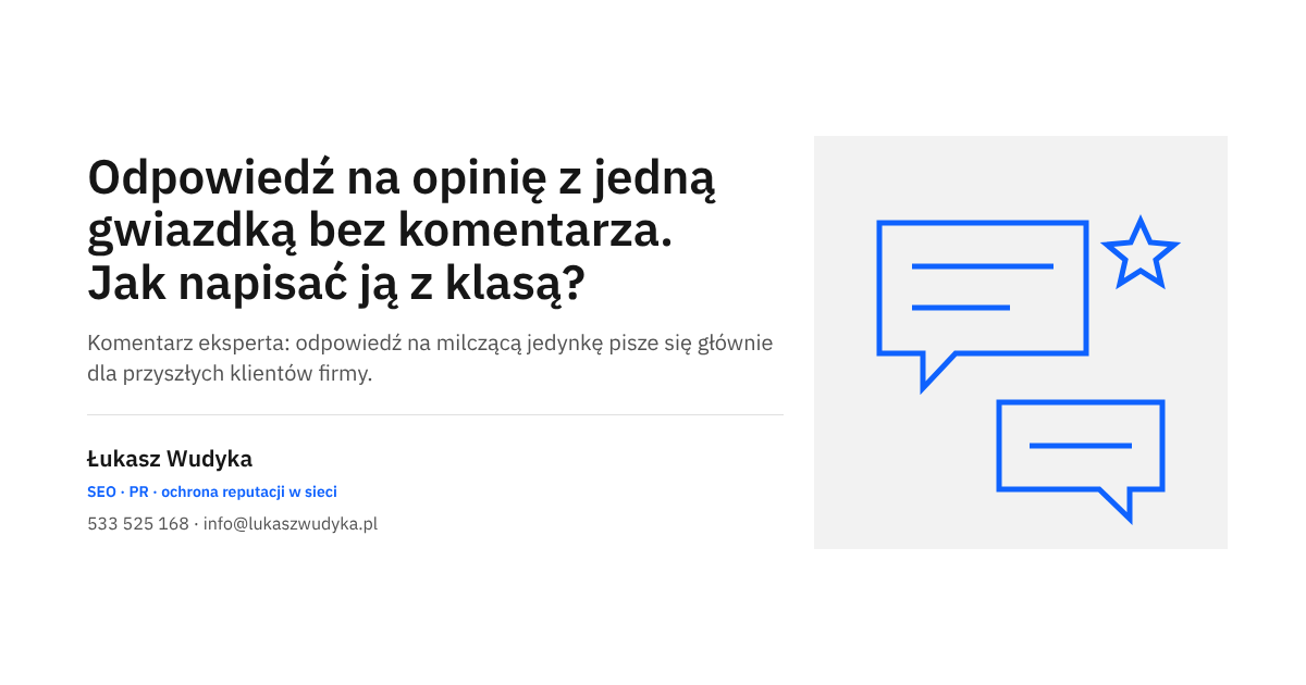 Odpowiedź firmy na opinię z jedną gwiazdką bez komentarza w wizytówce Google