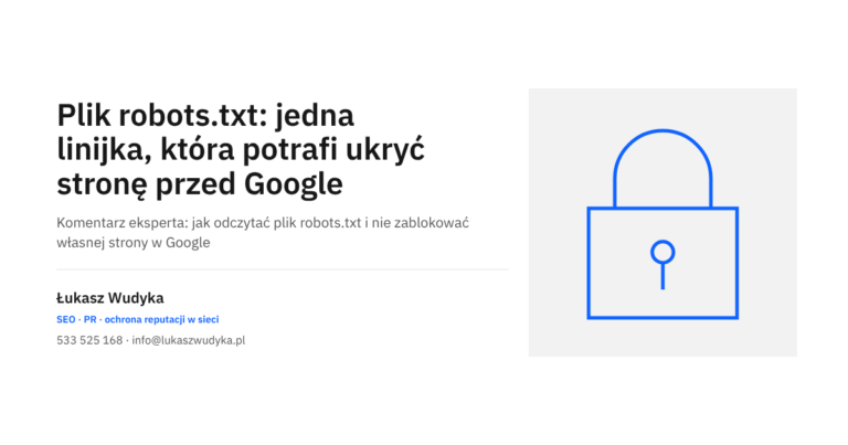Plik robots.txt i wpis Disallow, który blokuje robotom Google dostęp do całej witryny