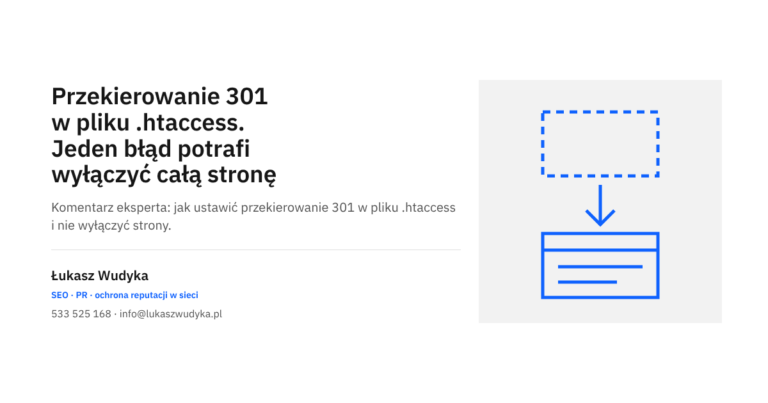 Przekierowanie 301 w pliku .htaccess: reguły, testy i naprawa błędu 500 na stronie firmowej