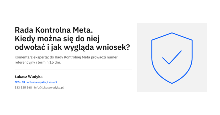 Odwołanie do Rady Kontrolnej Meta od decyzji Facebooka lub Instagrama w sprawie treści