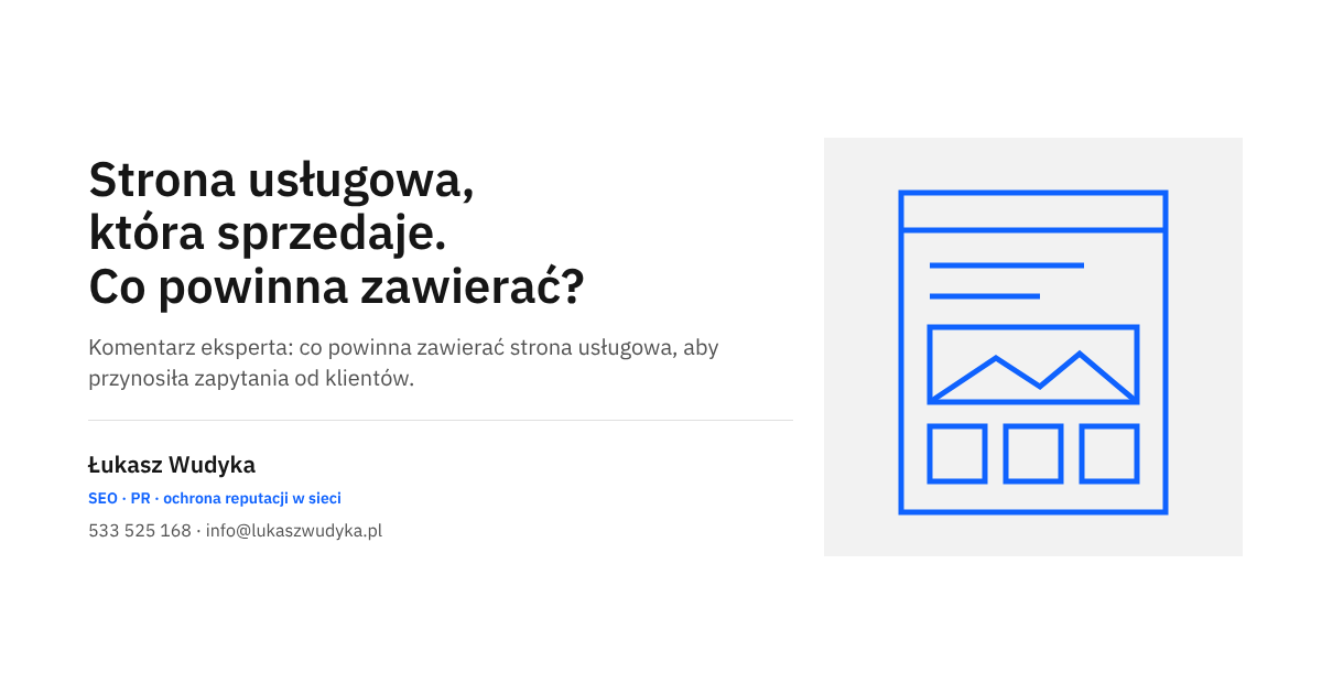 Strona usługowa, która sprzedaje - elementy podstrony usługi od nagłówka po formularz kontaktowy