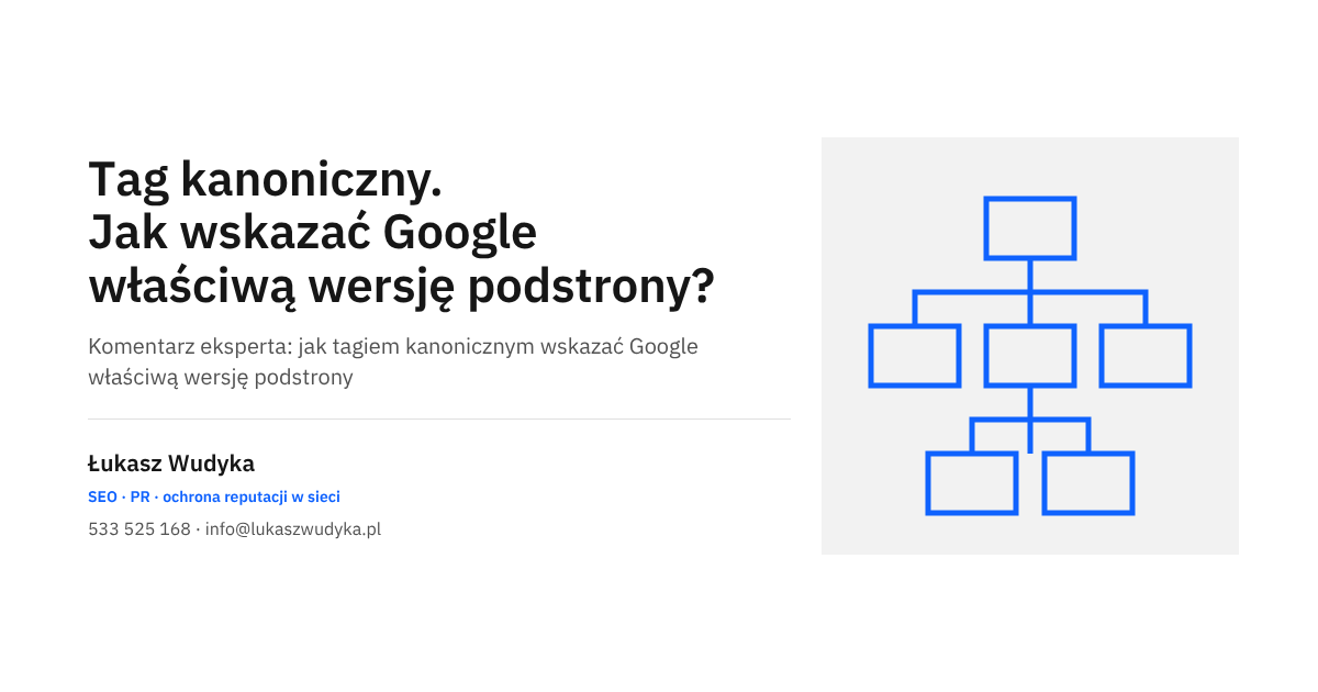 Grafika do wpisu o tagu kanonicznym i wskazywaniu Google właściwej wersji podstrony