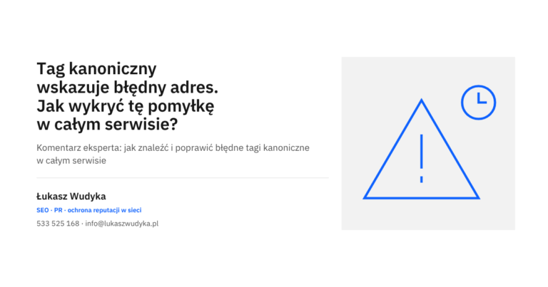 Grafika do wpisu o wykrywaniu błędnych tagów kanonicznych na wszystkich podstronach serwisu