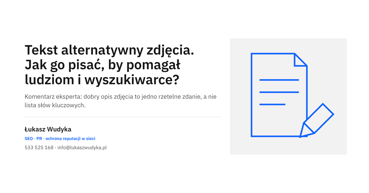 Grafika do wpisu o tekście alternatywnym zdjęcia: jak pisać opisy przydatne ludziom i wyszukiwarce