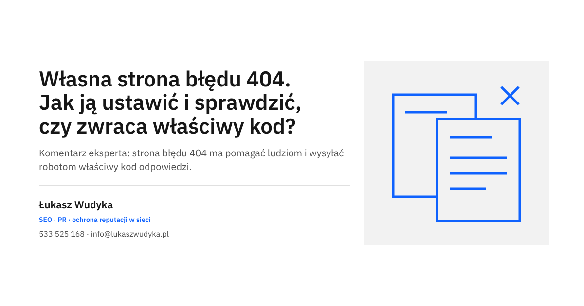 Własna strona błędu 404 i sprawdzanie kodu odpowiedzi serwera - grafika do wpisu eksperta