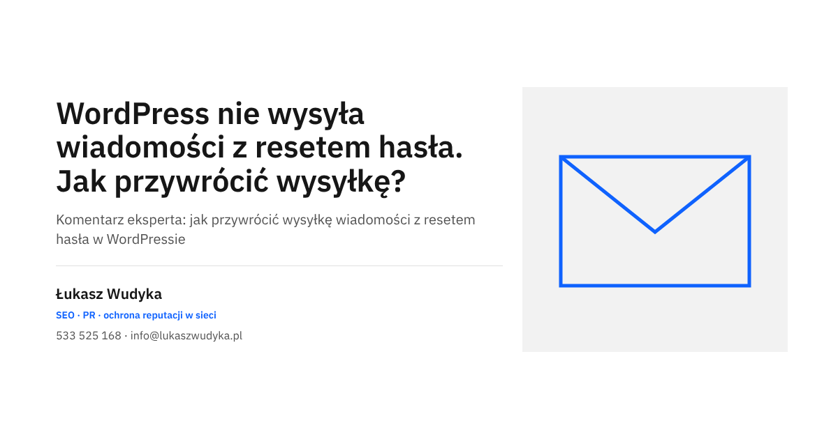 WordPress nie wysyła wiadomości z resetem hasła - przyczyny i sposób przywrócenia wysyłki