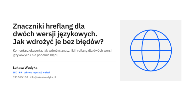 Grafika do wpisu o znacznikach hreflang: poprawne wdrożenie dla strony w dwóch wersjach językowych