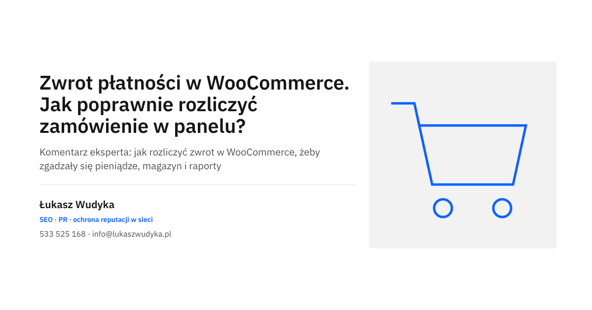 Grafika do wpisu o zwrocie płatności w WooCommerce i rozliczaniu zamówienia w panelu sklepu